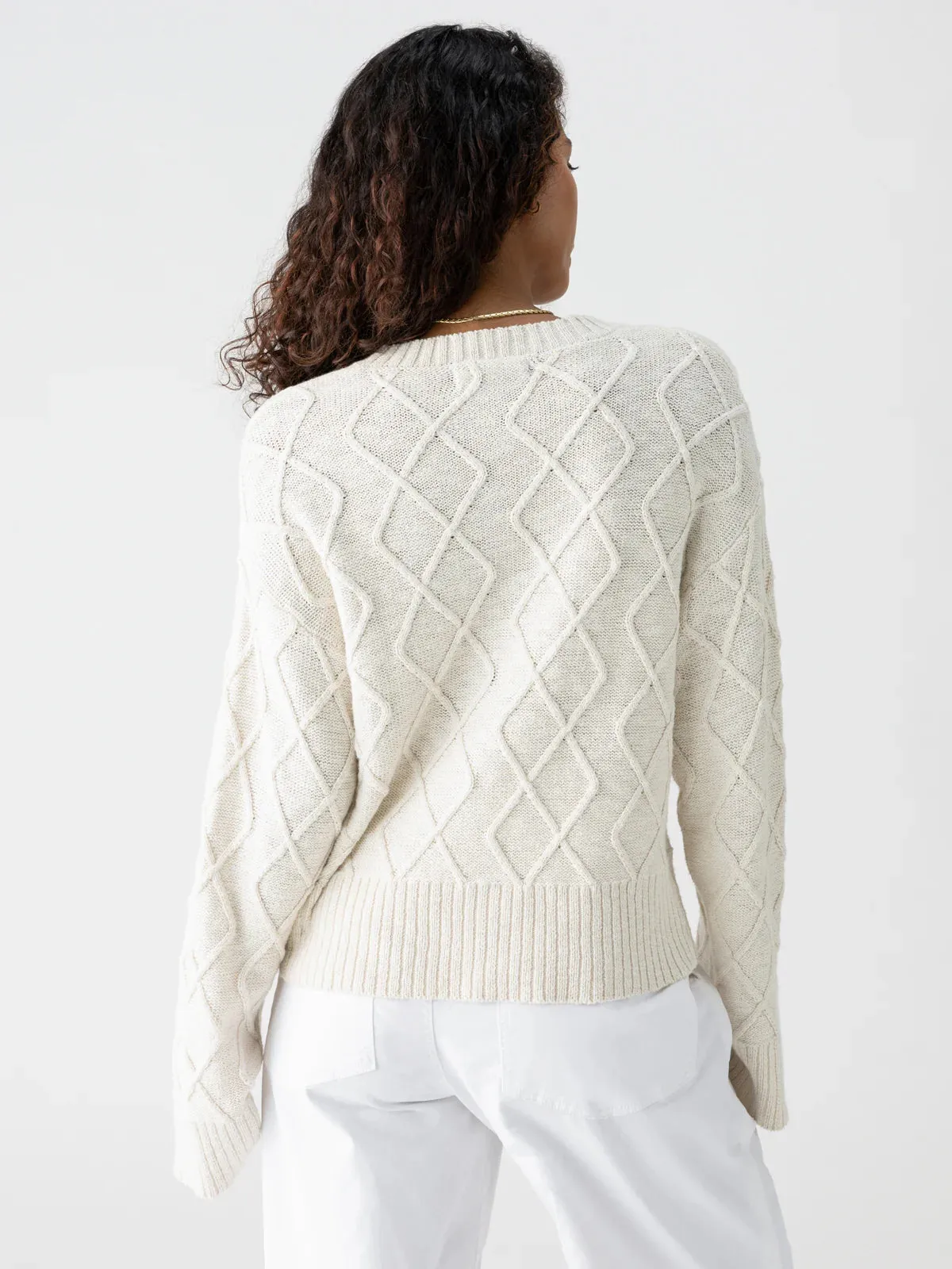 Coastal Cable Crewneck - Chalk