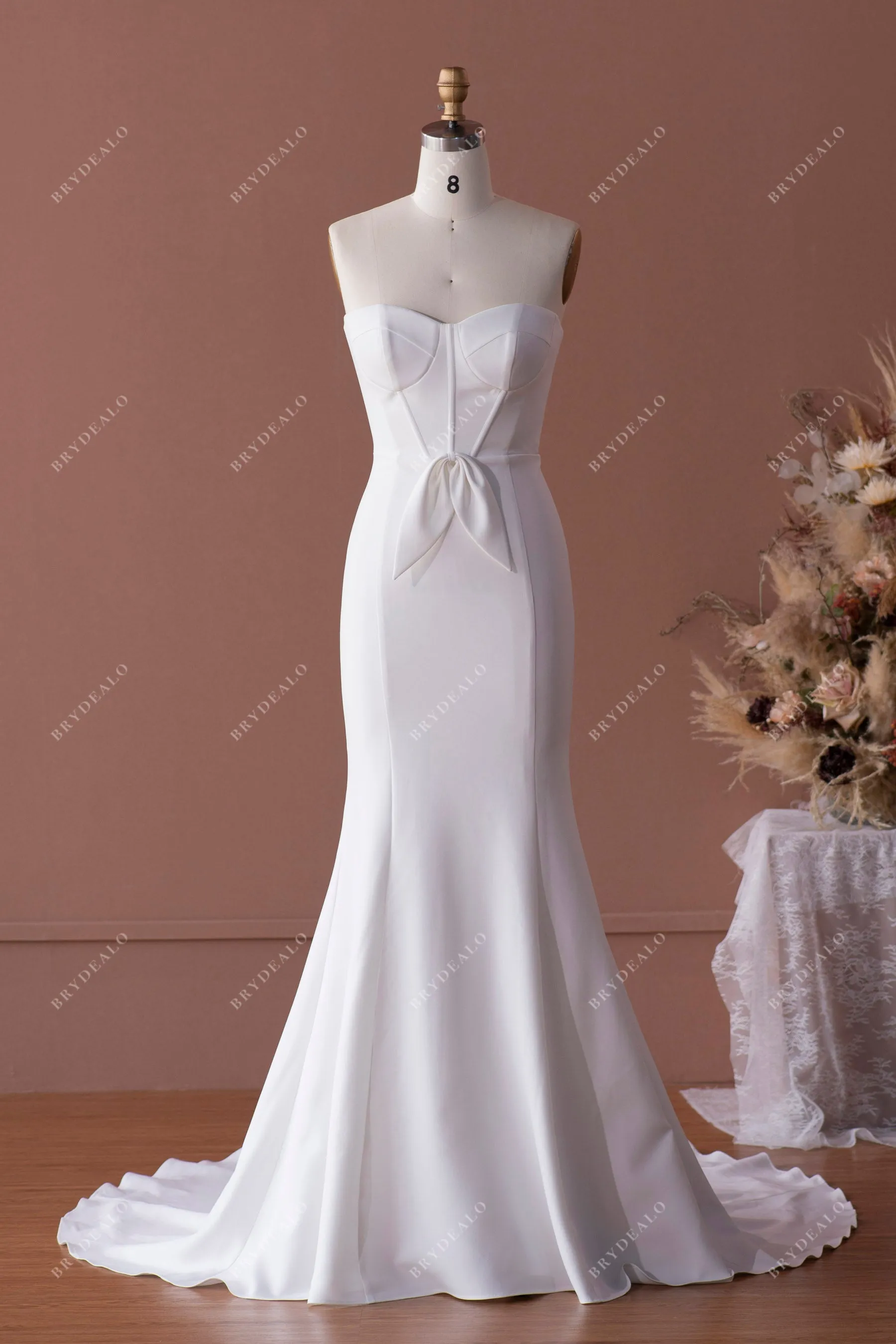 Elegant Strapless Mermaid Wedding Dress with Overskirt