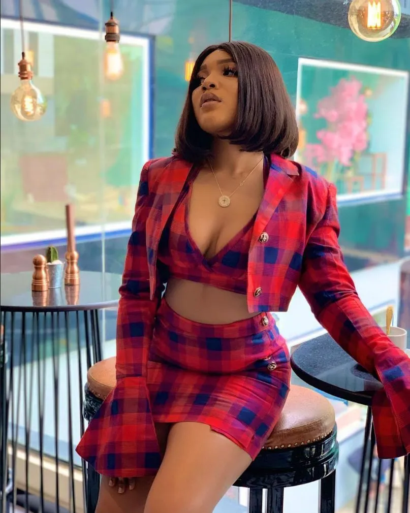 Fashion plaid print trumpet sleeve hip skirt 3-piece set（AY1308）