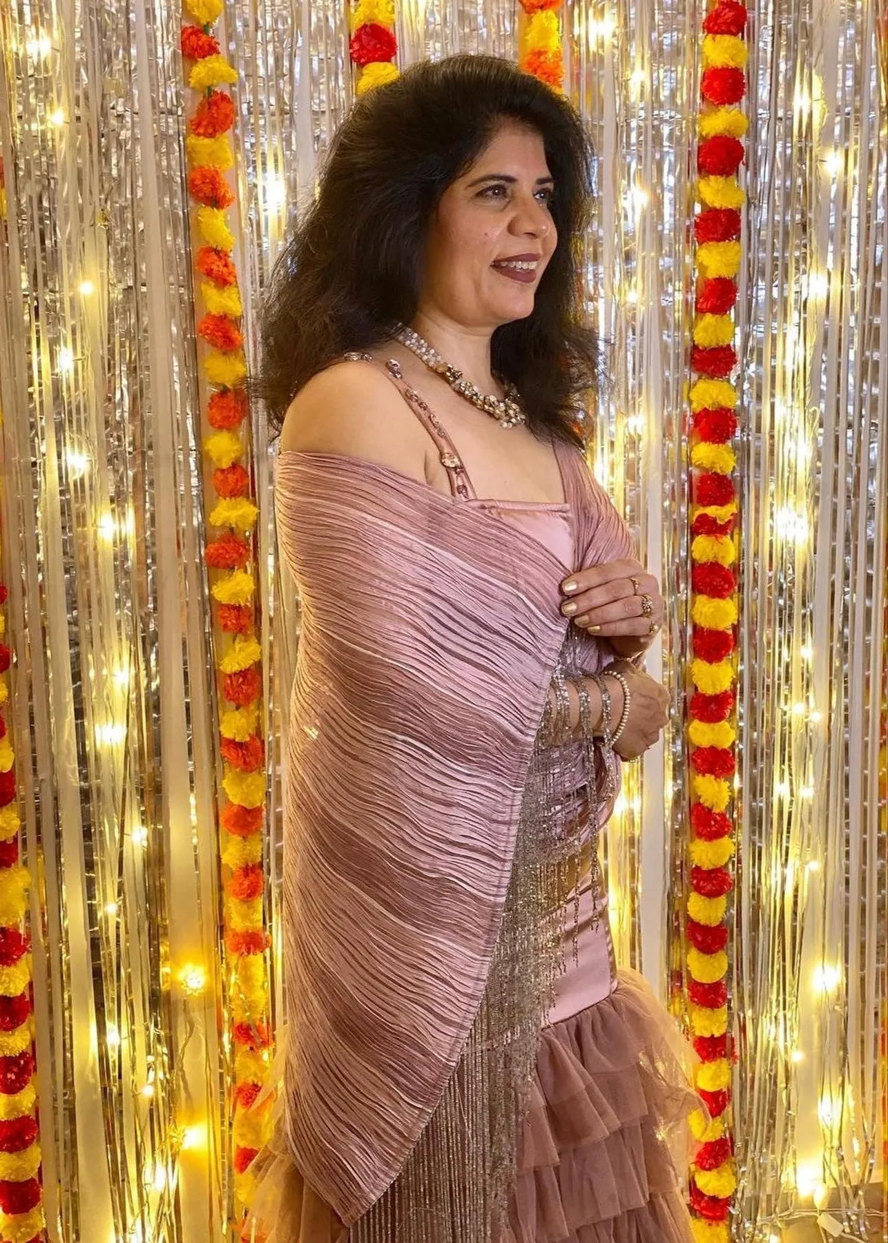 Heer Mauve Ruffled Tulle Organza Saree