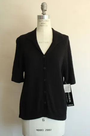 Vintage 1990s 2000s NWT Sag Harbor Black Short Sleeve Cardigan