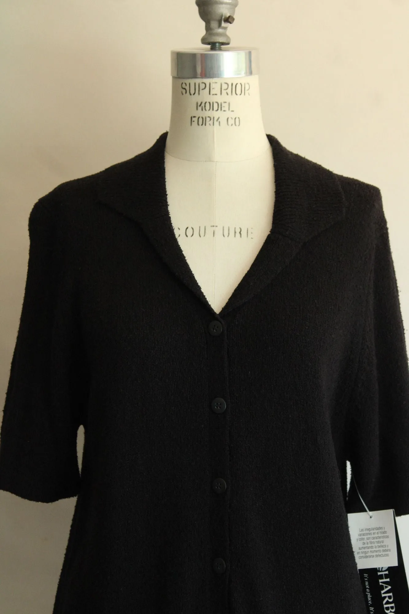 Vintage 1990s 2000s NWT Sag Harbor Black Short Sleeve Cardigan