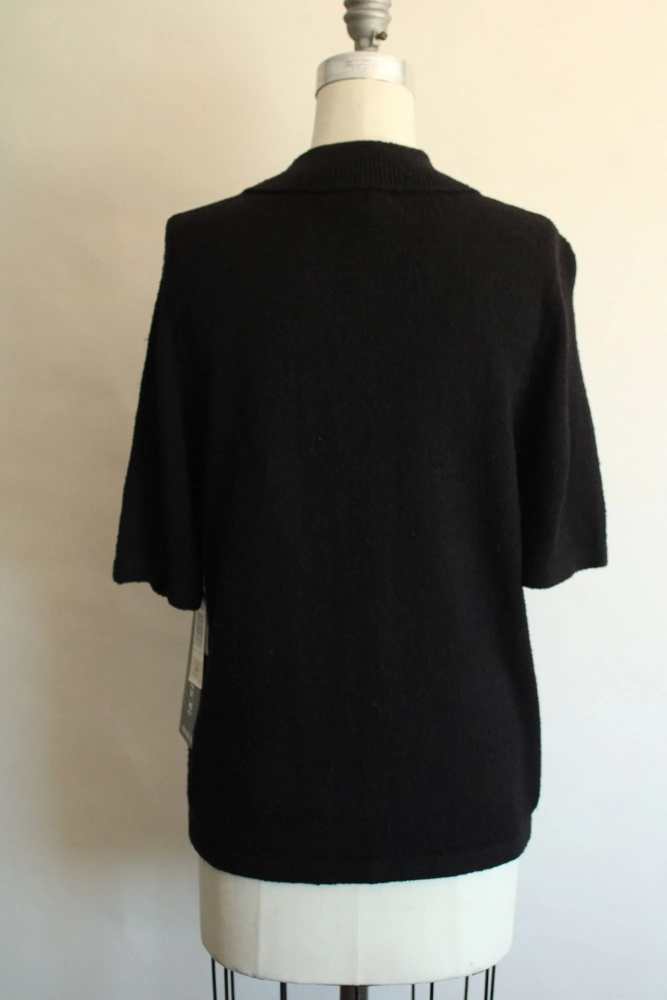 Vintage 1990s 2000s NWT Sag Harbor Black Short Sleeve Cardigan