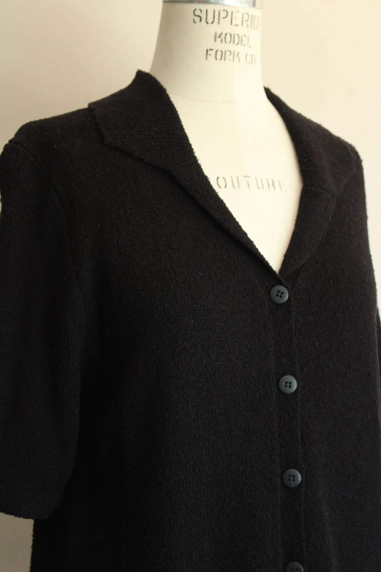 Vintage 1990s 2000s NWT Sag Harbor Black Short Sleeve Cardigan